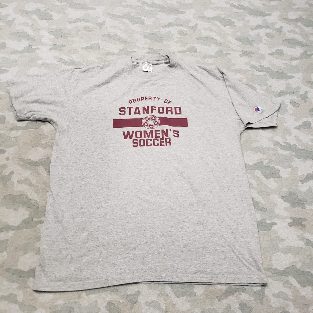 Stanford Soccer Top Womens XL Gray Champion Short Sleeve